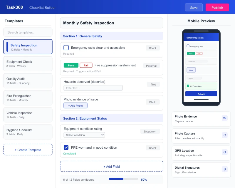 Digital inspection checklist