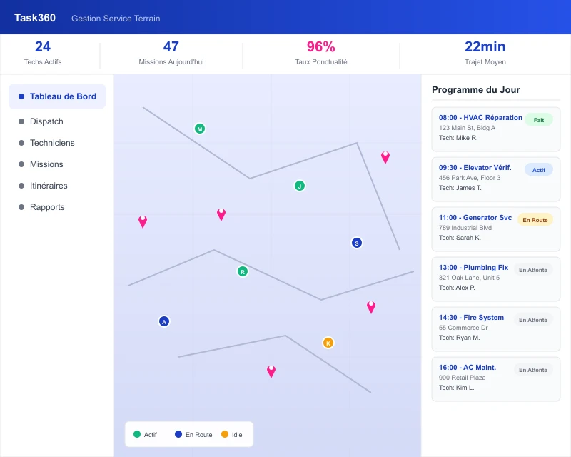 Task360 field service dispatch dashboard